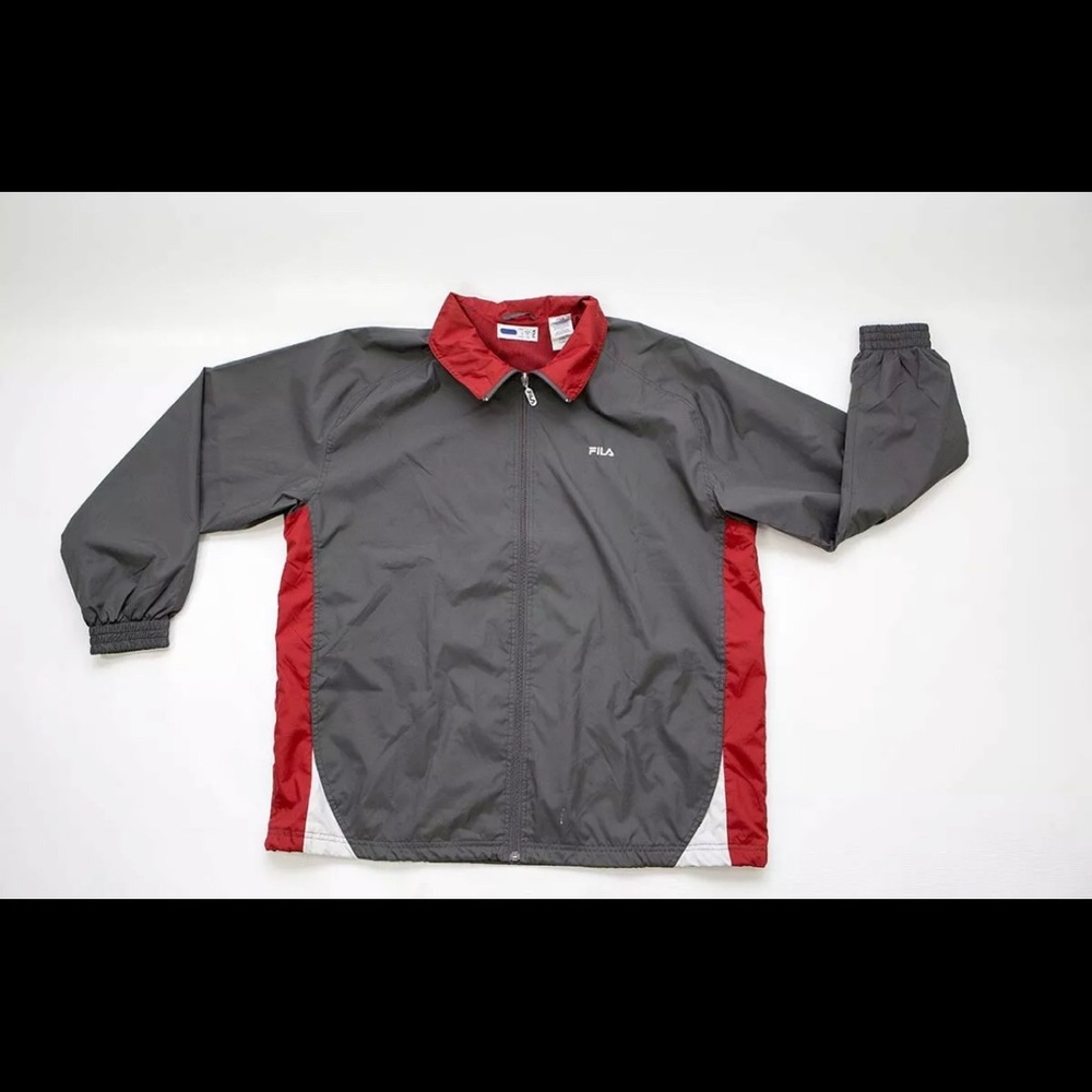 Men’s Gray/Red Fila Windbreaker Zip Up Jacket